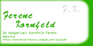 ferenc kornfeld business card